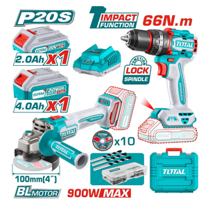 Total Cordless 2 pcs combo kit (Drill & Angle Grinder) TCKLI2027310