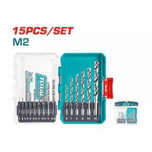 Total 15 Pcs M2 HSS drill bits set TACSDL51508