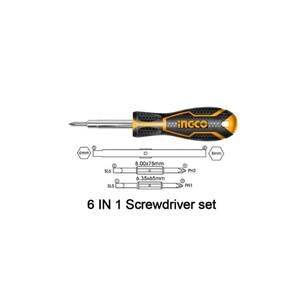 Ingco 6 IN 1 Screwdriver set AKISD0608 - Drill Pak