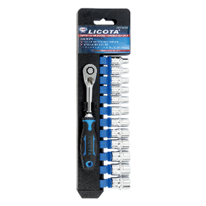 LICOTA MADE IN TAIWAN 13PCS 1/4" DR. FLANK SOCKET WRENCH SET 4-13MM - Drill Pak