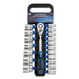 LICOTA MADE IN TAIWAN 19PCS 1/2" DR. 6PT SOCKET SET PLASTIC HOLDER 8-32mm - Drill Pak