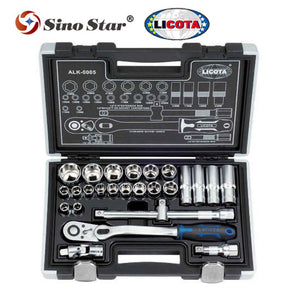 LICOTA MADE IN TAIWAN 26PCS 1/2" DR. FLANK SOCKET SET BLOW CASE 10-32mm - Drill Pak