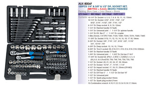 LICOTA MADE IN TAIWAN 120PCS 1/4", 3/8" & 1/2" DR. SOCKET SET - Drill Pak