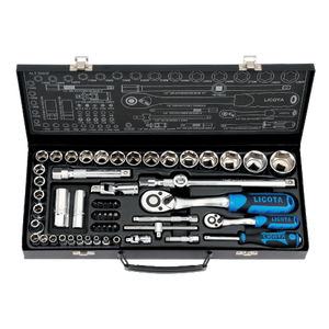 LICOTA MADE IN TAIWAN 57PC 1/4"DR. & 1/2"DR. SOCKET & BIT SET METAL CASE 8-32mm - Drill Pak