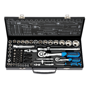 LICOTA MADE IN TAIWAN 72PC 1/4"DR. & 1/2"DR. SOCKET & BIT SET METAL CASE 8-32mm - Drill Pak