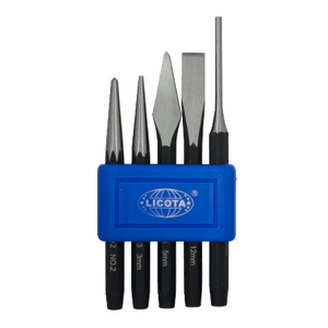 LICOTA MADE IN TAIWAN 5PCS PUNCH CHISEL SET PLASTIC HOLDER+SLIDE CARD - Drill Pak