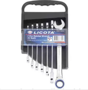 LICOTA MADE IN TAIWAN 7PCS 72T COMBINATION RATCHET WRENCH SET 8 - 19MM - Drill Pak