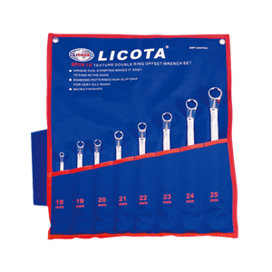 LICOTA MADE IN TAIWAN 8PCS TEXTURE DOUBLE RING WRENCH SET 6-22MM MICRO FINISH - Drill Pak