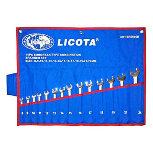 LICOTA MADE IN TAIWAN 14PCS EUROPEAN TYPE COMBINATION WRENCH SET 8-24MM MICRO FINISH - Drill Pak