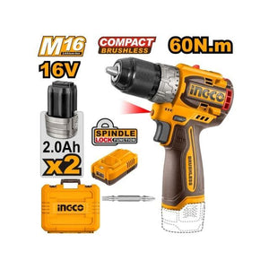 Ingco Compact brushless cordless drill 16V CDLI16682 - Drill Pak