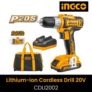 Ingco Lithium-Ion cordless drill 20V CDLI2002 - Drill Pak