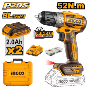 Ingco Brushless cordless drill 20V CDLI20453 - Drill Pak