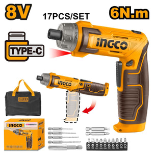 Ingco Lithium-Ion cordless screwdriver 8V CSDLI0802 - Drill Pak