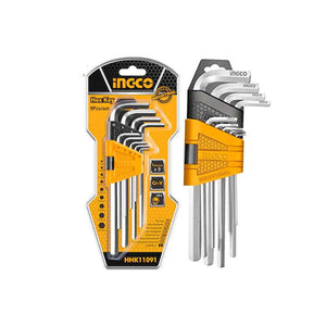 Ingco 9pcs Hex key set long arm HHK11091 - Drill Pak