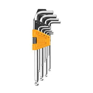 Ingco 9pcs Ball point hex key set long arm HHK12091 - Drill Pak