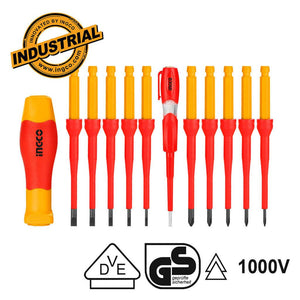 Ingco 12 Pcs Interchangeable Insulated Screwdriver Set HKISD1201 - Drill Pak