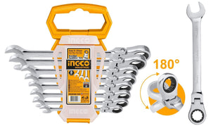 Ingco 8 Pcs Flexible Ratchet spanner set HKSPAR1083 - Drill Pak