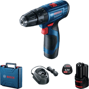 Bosch Cordless Percussion Driver Drill, 10mm, 12V, Li-ion, Extra Battery Included GSB120 LI Professional - Drill Pak