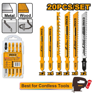 Ingco 20Pcs Jig saw blade set 6mm JSBT2001 - Drill Pak