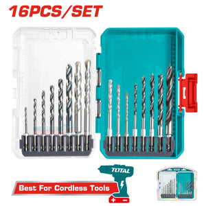 Total 16 Pcs metal, multifunction drill, and wood drill bits set TACSDL11606 - Drill Pak