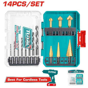 Total 14 Pcs 4341 HSS
drill bits and step drill bits set TACSDL61401 - Drill Pak