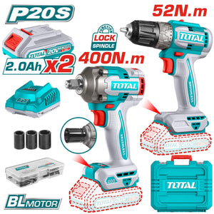 Total Cordless 2 pcs combo kit (Drill & Impact Wrench) TCKLI20271 - Drill Pak