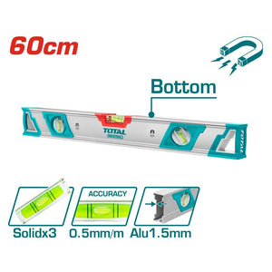 Total Spirit level With powerful magnets 60cm TMT26086M - Drill Pak