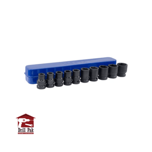 LICOTA MADE IN TAIWAN 10PCS 1/2" DR. IMPACT SOCKET SET, CR-MO BLACK FINISH 10-24MM - Drill Pak