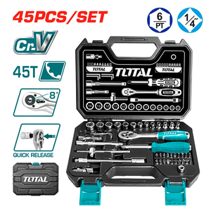 Total 45 Pcs 1/4" socket set THT141451 - Drill Pak