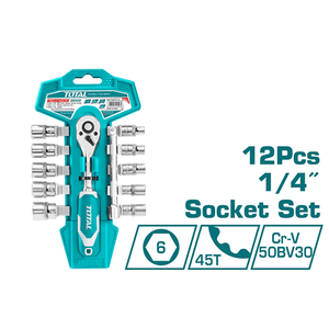 Total 12Pcs 1/4 socket set THT14114126 - Drill Pak